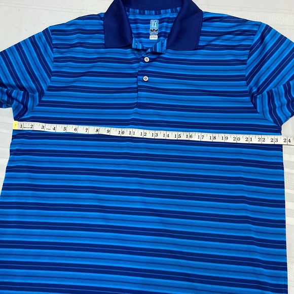 Airflux Mens Blue Stripe Split Hem Polo Golf Shirt - Like New -size XL - Picture 6 of 7